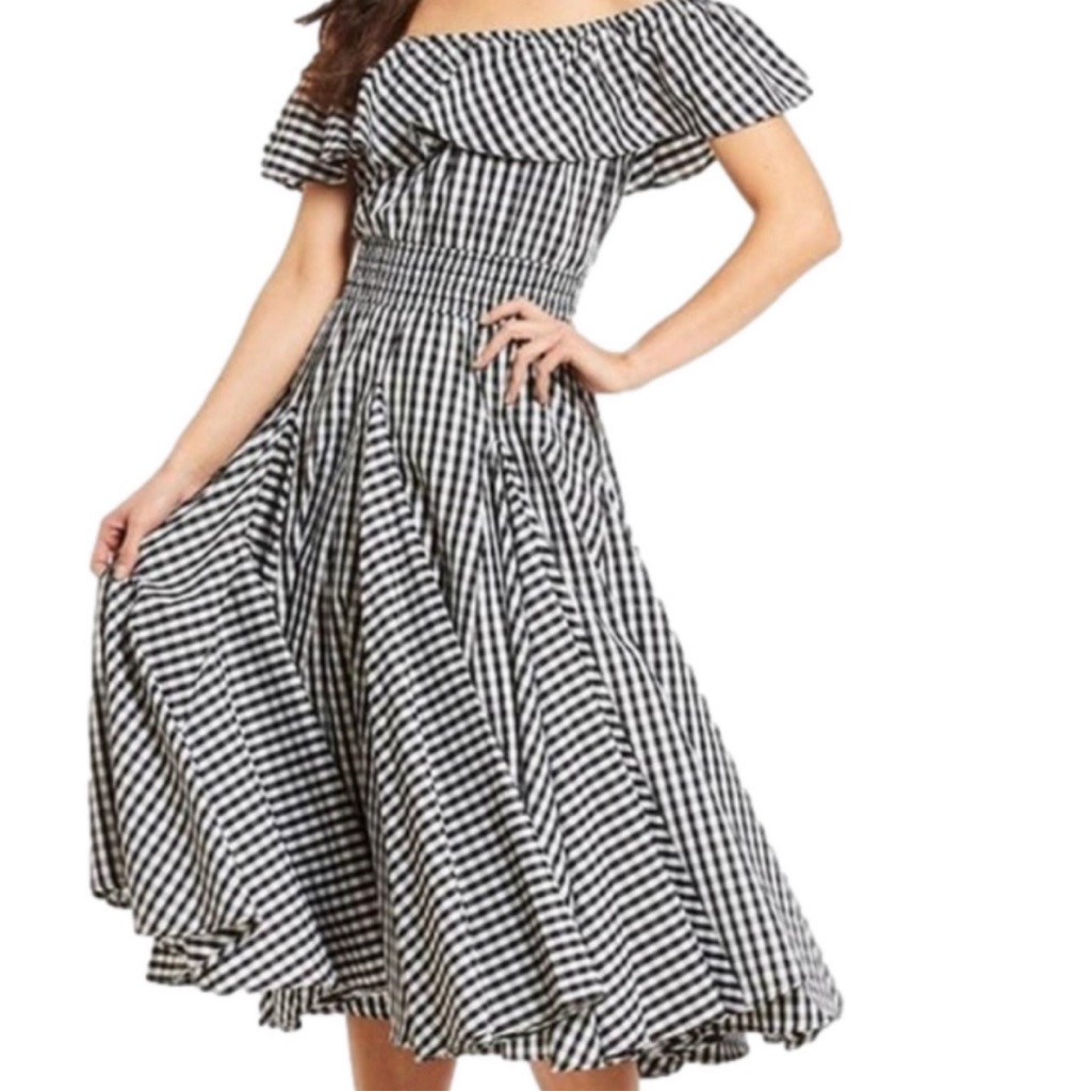 Chelsea & Theodore Black And White Gingham Maxi Dress
